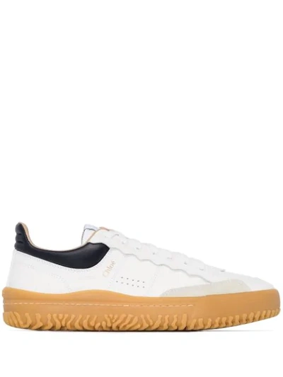 Shop Chloé Low-top Lace-up Sneakers In White