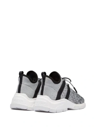 Shop Prada Knit Fabric Sneakers In Grey
