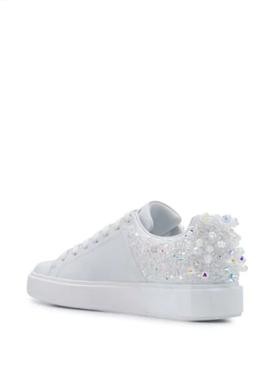 Shop Balmain Crystal Embellished B-court Sneakers In White