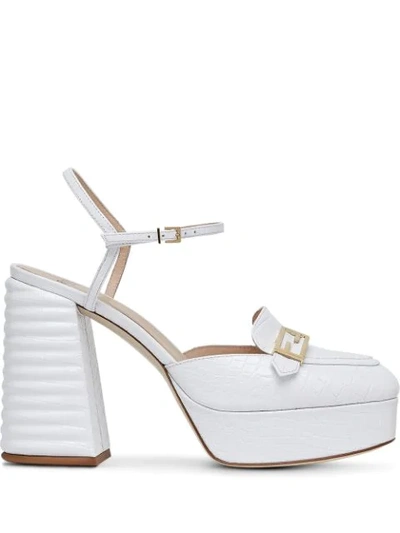 Shop Fendi Promenade 105mm Loafers In White