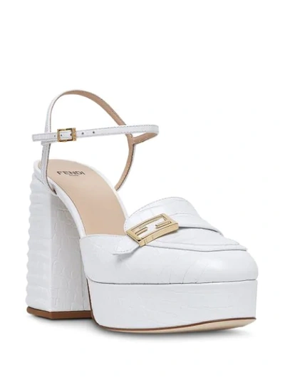Shop Fendi Promenade 105mm Loafers In White