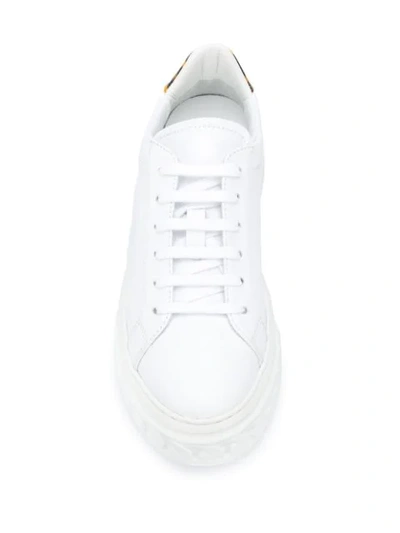 Shop Casadei Contrast-heel Sneakers In White
