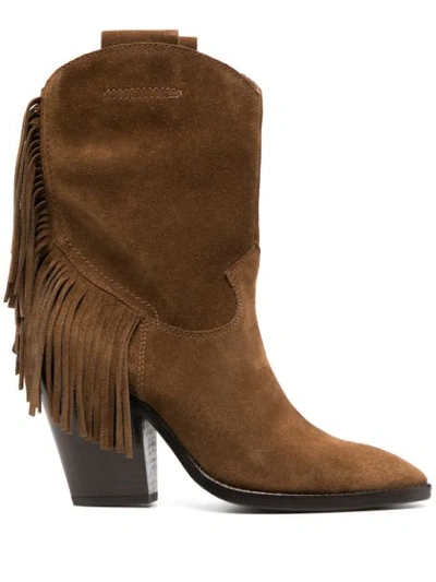 Shop Ash Tasselled Suede Boots In Brown