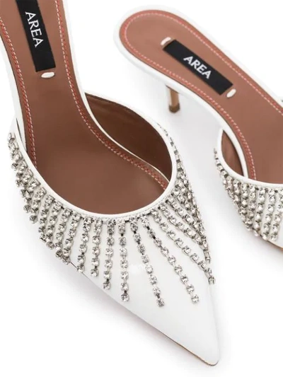 Shop Area 50mm Fringed Crystal-embellished Mules In White