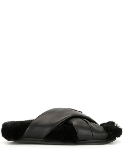 Shop Simone Rocha Crossover Strap Slippers In Black