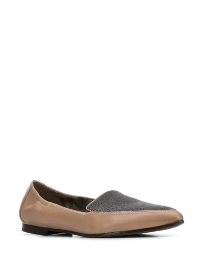 Shop Brunello Cucinelli Pointed Leather Loafers In Brown