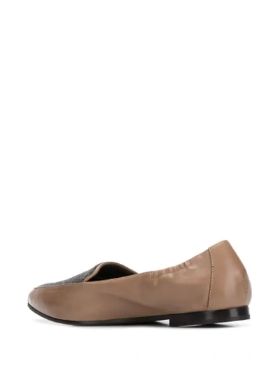 Shop Brunello Cucinelli Pointed Leather Loafers In Brown