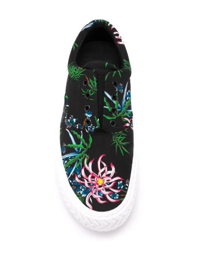 Shop Kenzo Floral Print Sneakers In Black