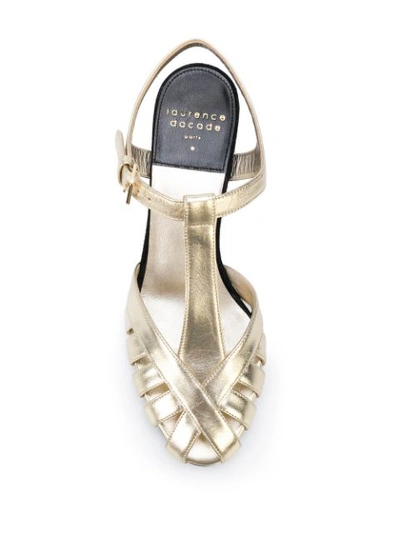 Shop Laurence Dacade Metallic T-bar Sandals In Gold