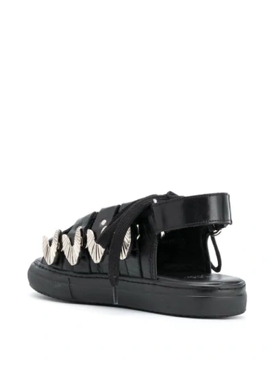 Shop Toga Buckled Cage Slingback Sandals In Black