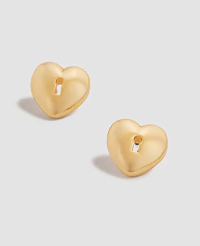 Shop Ann Taylor Heart Lock Stud Earrings In Gold