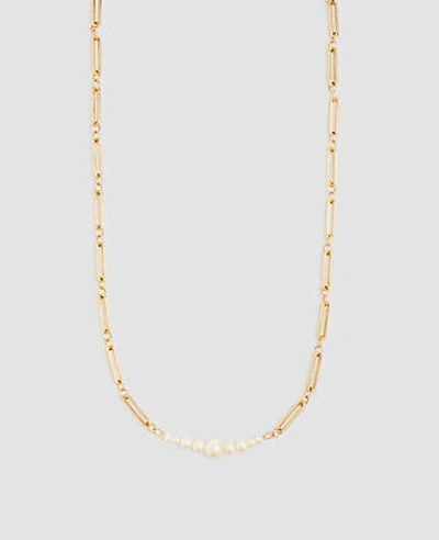 Shop Ann Taylor Pearlized Chain Necklace In Ivory