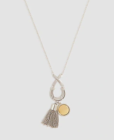 Shop Ann Taylor Equestrian Tassel Pendant Necklace In Silver