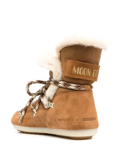 Shop Moon Boot Shearling-lined Lace-up Boots In Brown