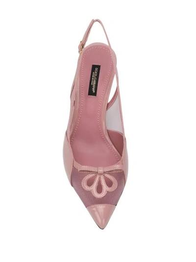 Shop Dolce & Gabbana Mesh-panel Slingback Pumps In Pink