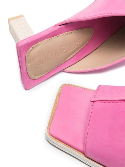 Shop Jacquemus 80mm Square-toe Mules In Pink