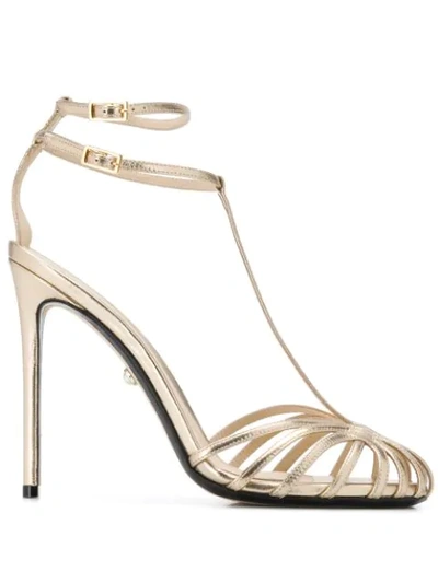 Shop Alevì Metallic High Heel Sandals In Gold