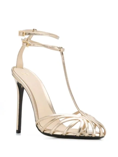 Shop Alevì Metallic High Heel Sandals In Gold