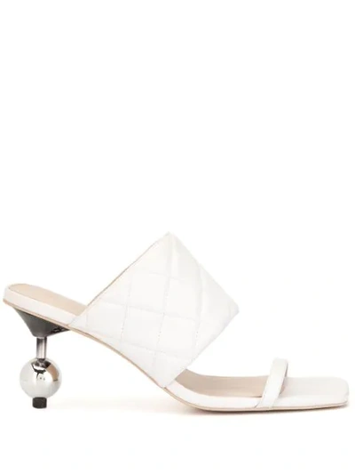 Shop Manning Cartell Quilted-effect Embellished-heel Mules In White