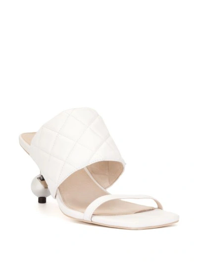 Shop Manning Cartell Quilted-effect Embellished-heel Mules In White