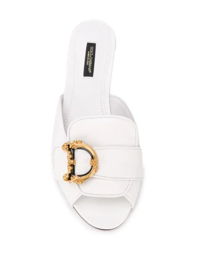 Shop Dolce & Gabbana Dg Peep-toe Mules In White