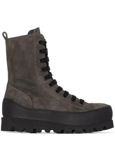Shop Ann Demeulemeester Lace-up Suede Ankle Boots In Green