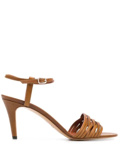 Shop Michel Vivien Woven Upper Sandals In Brown