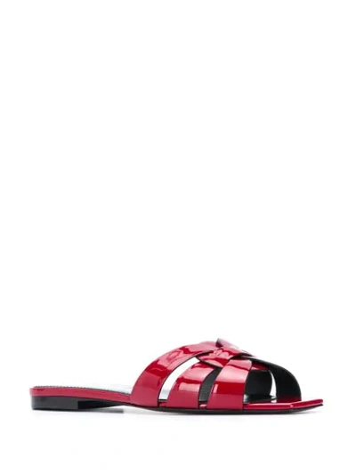 Shop Saint Laurent Tribute Flat Sandals In Red