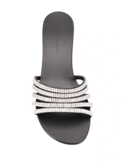 Shop Giuseppe Zanotti Crystal Strap Sandals In Silver