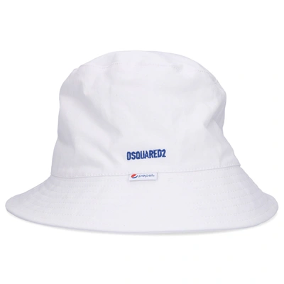 Shop Dsquared2 Bucket Hat Pepsi Cotton In White