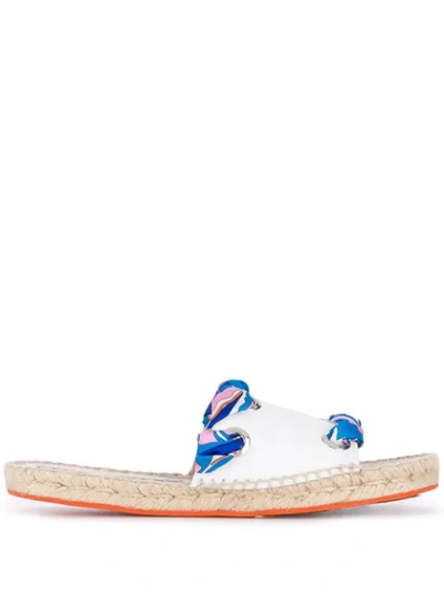 Shop Emilio Pucci Printed Details Sliders In White