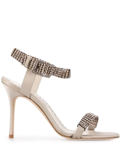Shop Manolo Blahnik Bashifa Crystal-embellished Sandals In Silver