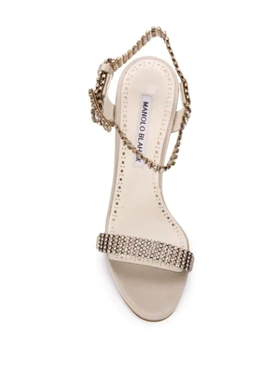 Shop Manolo Blahnik Bashifa Crystal-embellished Sandals In Silver
