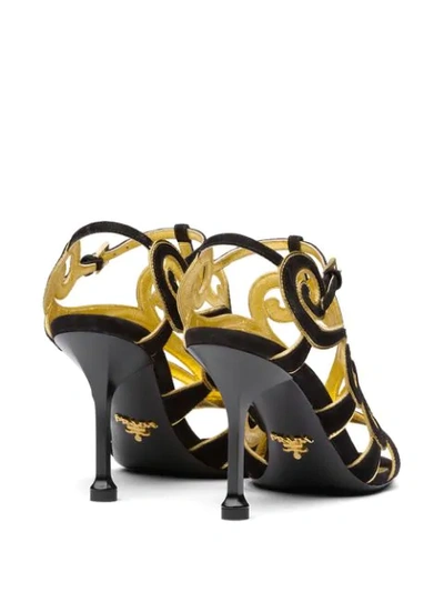 Shop Prada Baroque Detail 90mm Sandals In Black