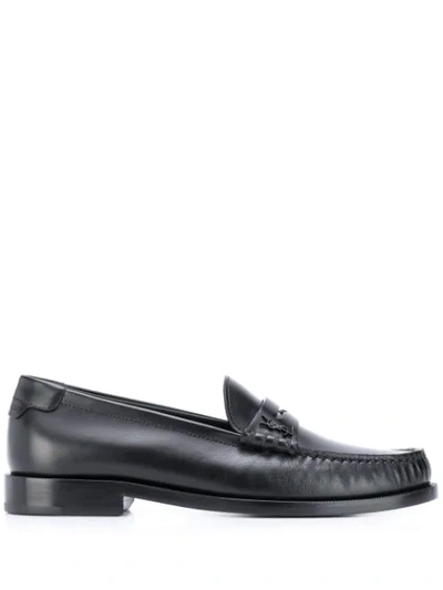 Shop Saint Laurent Block Heel Loafers In Black