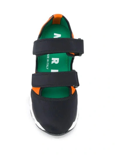 Shop Marni Touch Strap Sneakers In Black