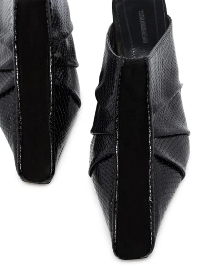 BLACK 50 SNAKE EFFECT LEATHER MULES