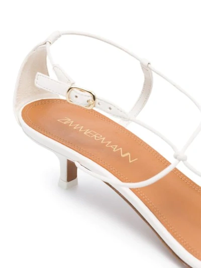 Shop Zimmermann 40mm Strappy Kitten Heel Sandals In White