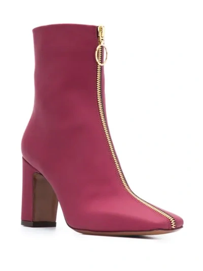 L'autre Chose Front Zip Ankle Boots In Red