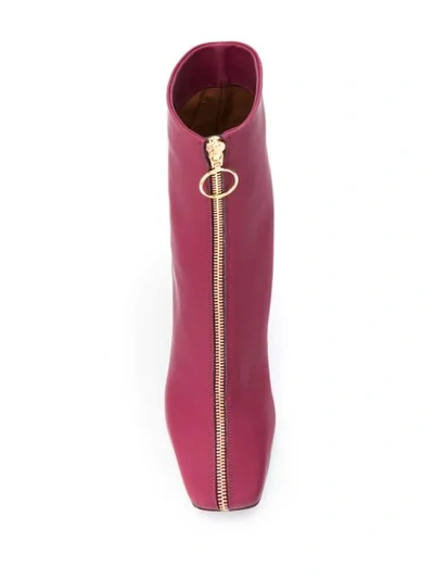 L'autre Chose Front Zip Ankle Boots In Red