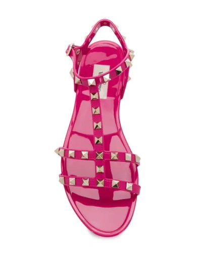 Shop Valentino Rockstud Rubber Flip-flops In Pink