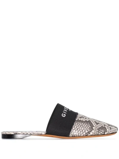 Shop Givenchy Bedford Snakeskin-effect Mules In Grey