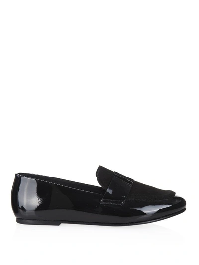Newbark Claude Patent-leather And Suede Loafers In Black