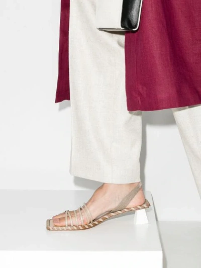 Shop Jacquemus 50mm Leather Slingback Sandals In Neutrals