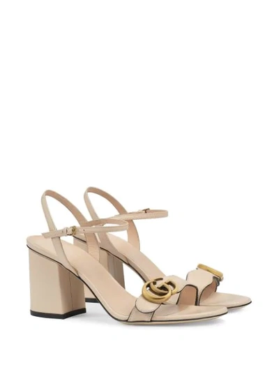 Shop Gucci Gg Logo-embellished Sandals In Neutrals