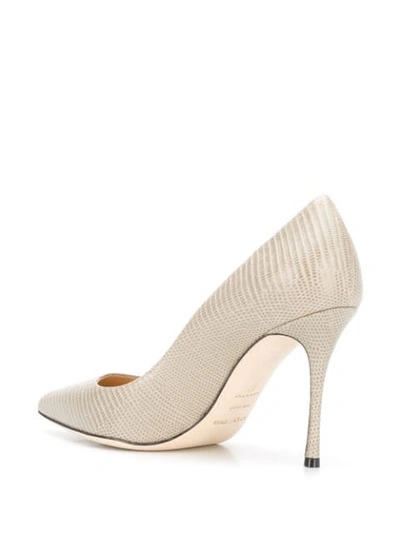 Shop Sergio Rossi Décolleté Godiva Snake-effect 100mm Pumps In Neutrals