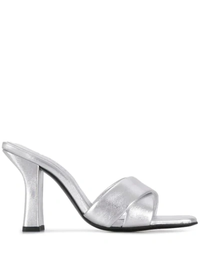 Shop Dorateymur Retox Metallic Block Heel Sandals In Silver