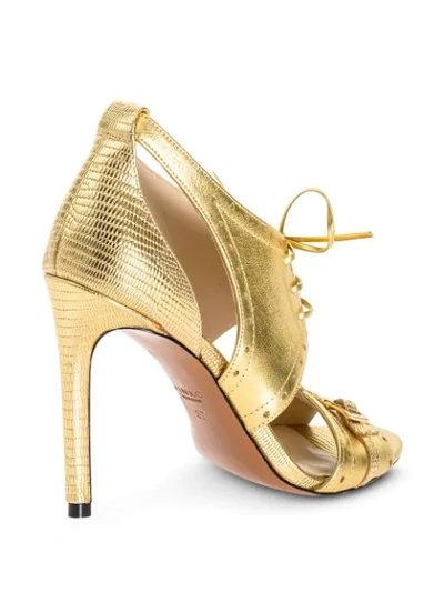 Shop Pinko Perforated Cut-out Detail Sandals In Gold
