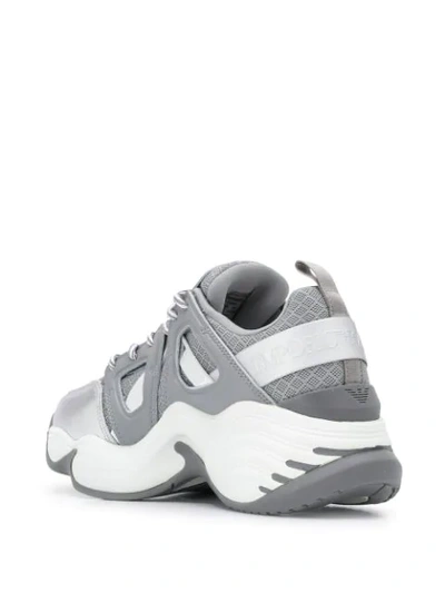 Shop Emporio Armani Chunky-sole Low-top Sneakers In Grey