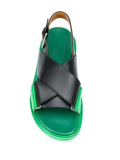Shop Marni Cross-strap Leather Sandals In Black